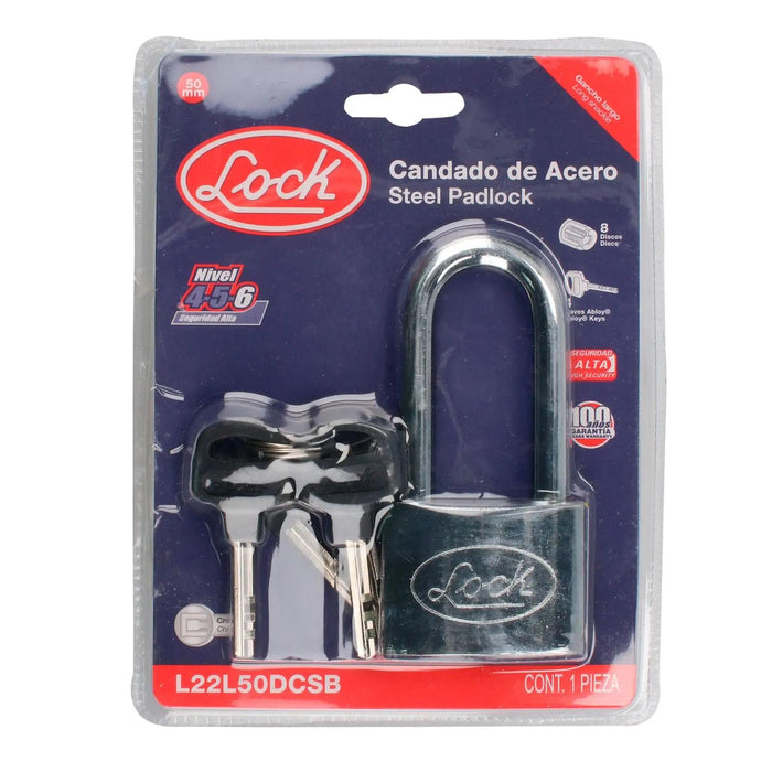 Candado De Seguridad Acero Largo 50 Mm Llave De Disco Lock