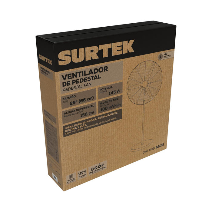 Ventilador de pedestal 3 velocidades, 26" Surtek