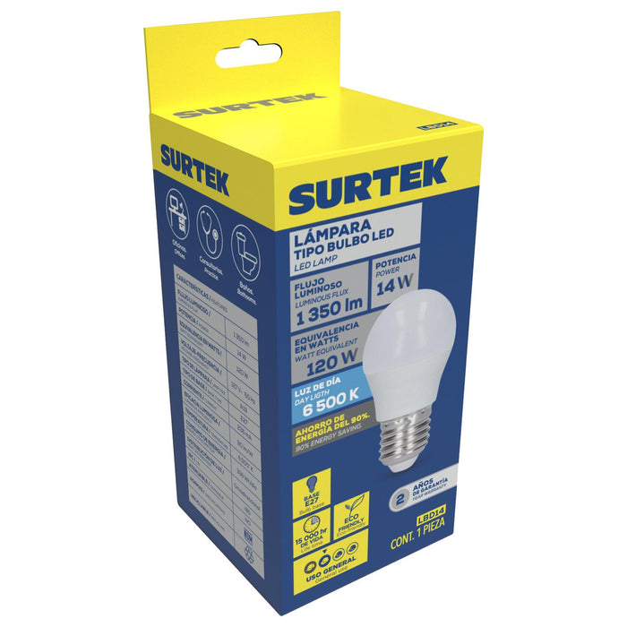 Lámpara de LED tipo bulbo A19, 14 W luz de día Surtek