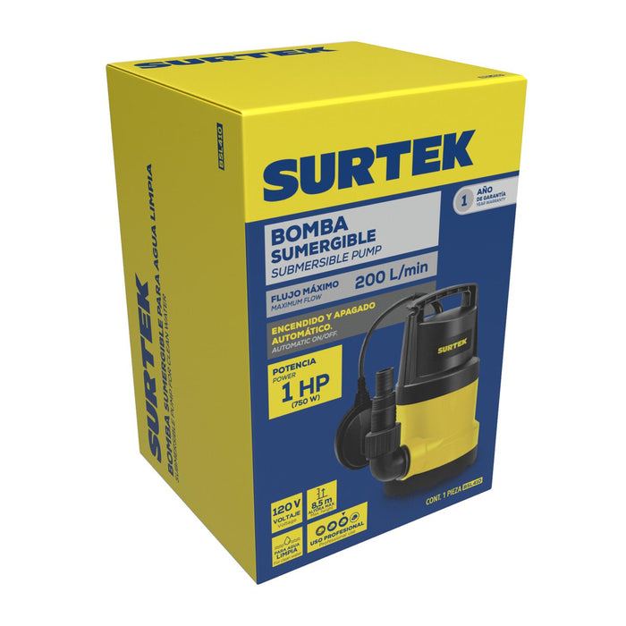 Bomba sumergible para agua limpia 3/4 HP Surtek