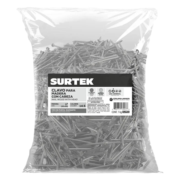 Clavo Para Madera Cabeza Plana 1In 1 Kg Carpinteria Surtek