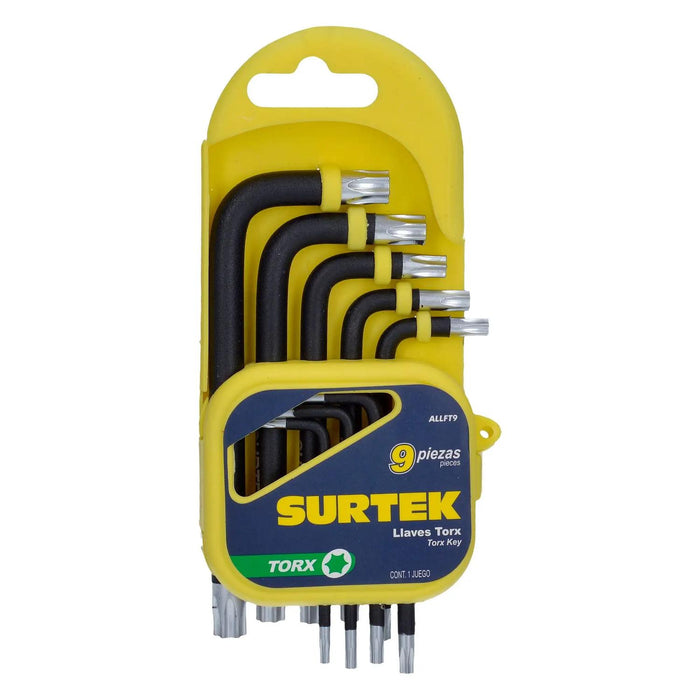 Juego Llaves Hexagonales Tipo L Torx 9 Pzs + Estuche Surtek