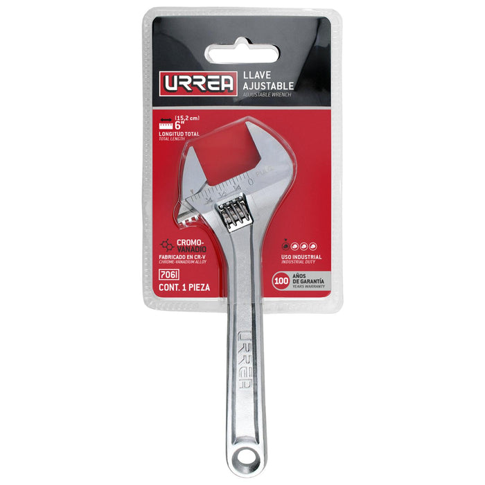 Llave ajustable cromada 6" Urrea