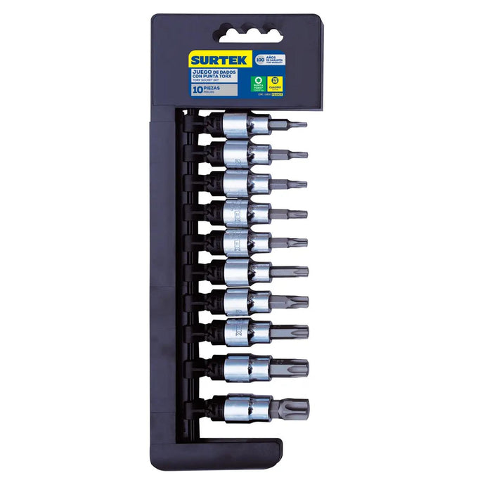 Juego de dados punta torx cuadro de 3/8" 10 piezas Surtek